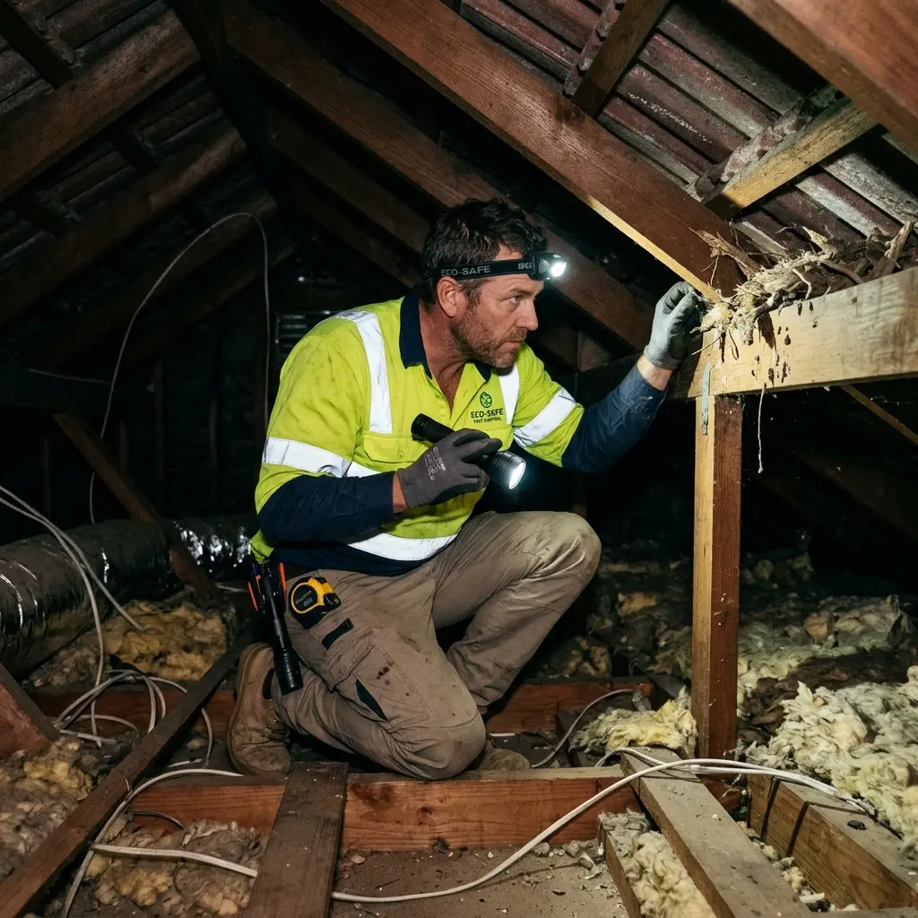 Technician using detection equipment to locate a dead rat inside a Surrey Hills wall cavity